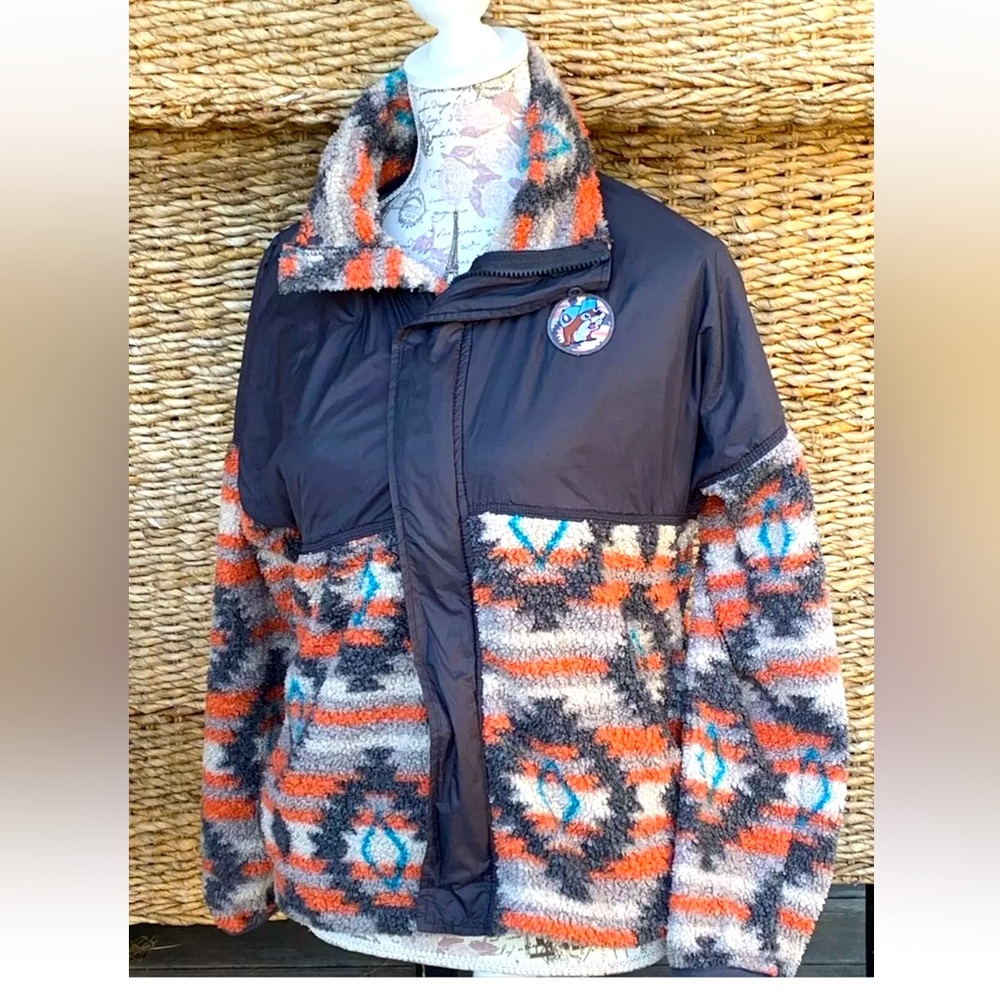 Buc-ee’s Berber Fleece Jacket Aztec Women’s Wooly Full Zip Windbreaker Top